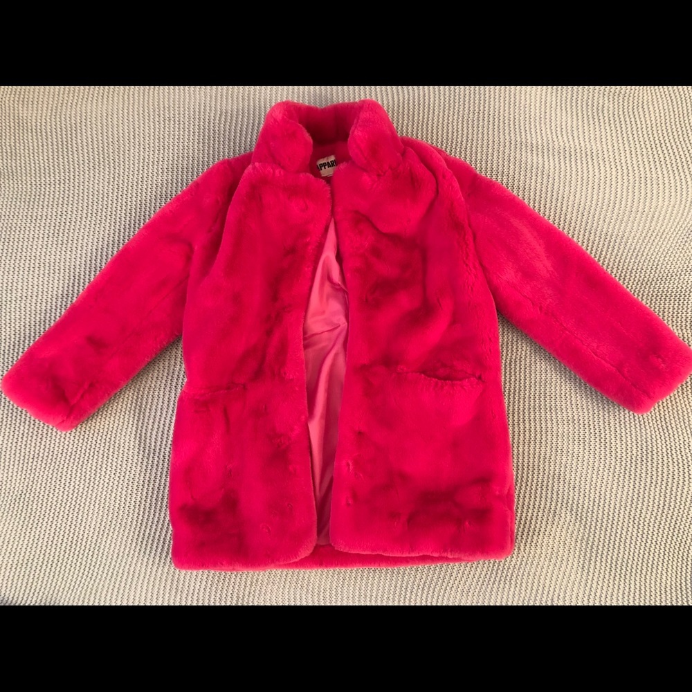 Pink Apparis ‘Sophie’ faux fur coat. Size L.